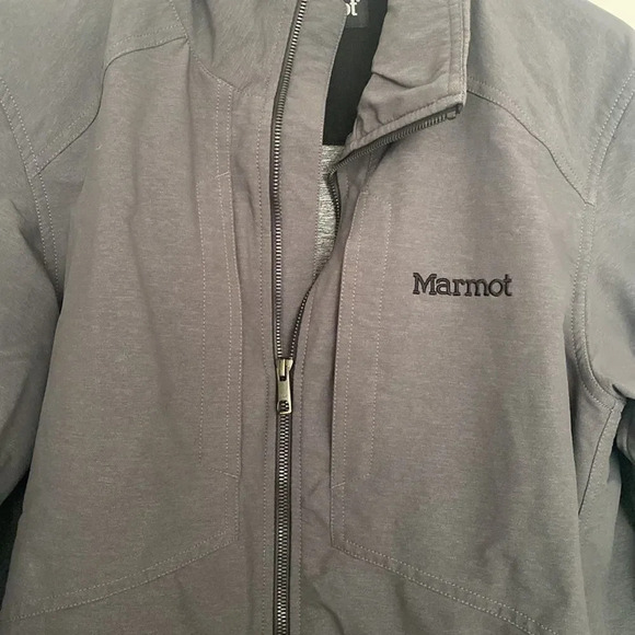 Marmot Mens Medium zip blazer like technical jacket dark grey 4 front pockets - Picture 2 of 7